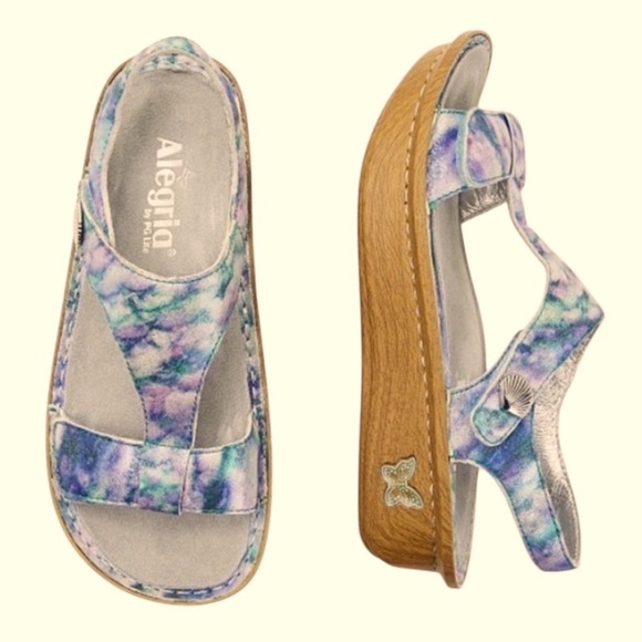 Women’s Alegria Kendra Leather Sandals Adjustable T-Straps Mermaid 8.5 39‎ - Picture 1 of 7
